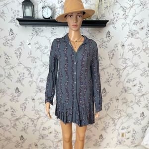 Free People Floral Print Shirt Dress